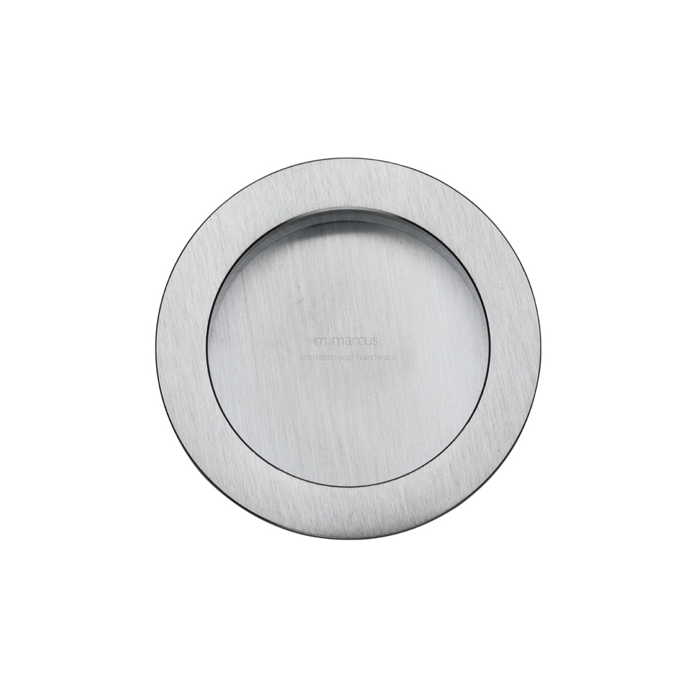 Pocket Door Round Flush Pull Pair - Satin Chrome